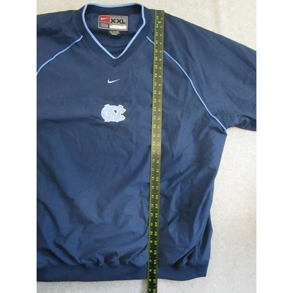 VTG UNC Tar Heels Windbreaker Mens XXL Navy Blue Nike Center Swoosh Pullover - Picture 7 of 11